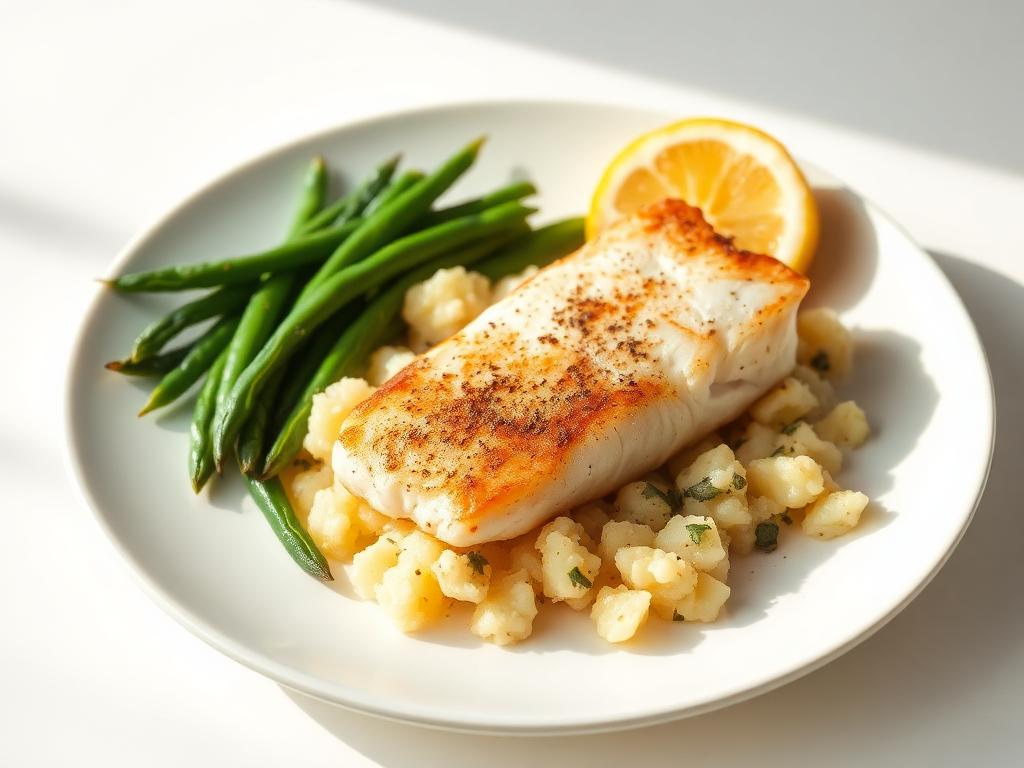Baked cod & crushed potatoes