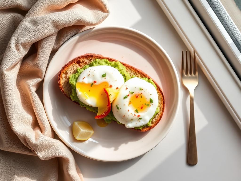 Poached eggs & smashed avocado
