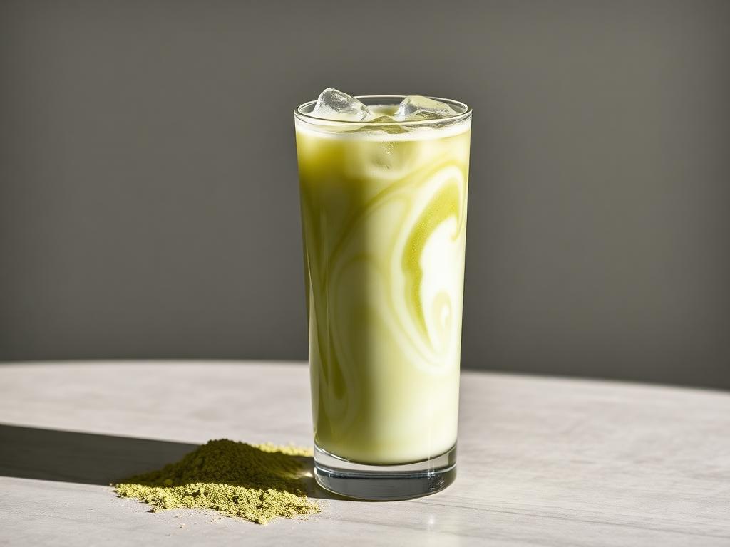 Iced matcha protein latte