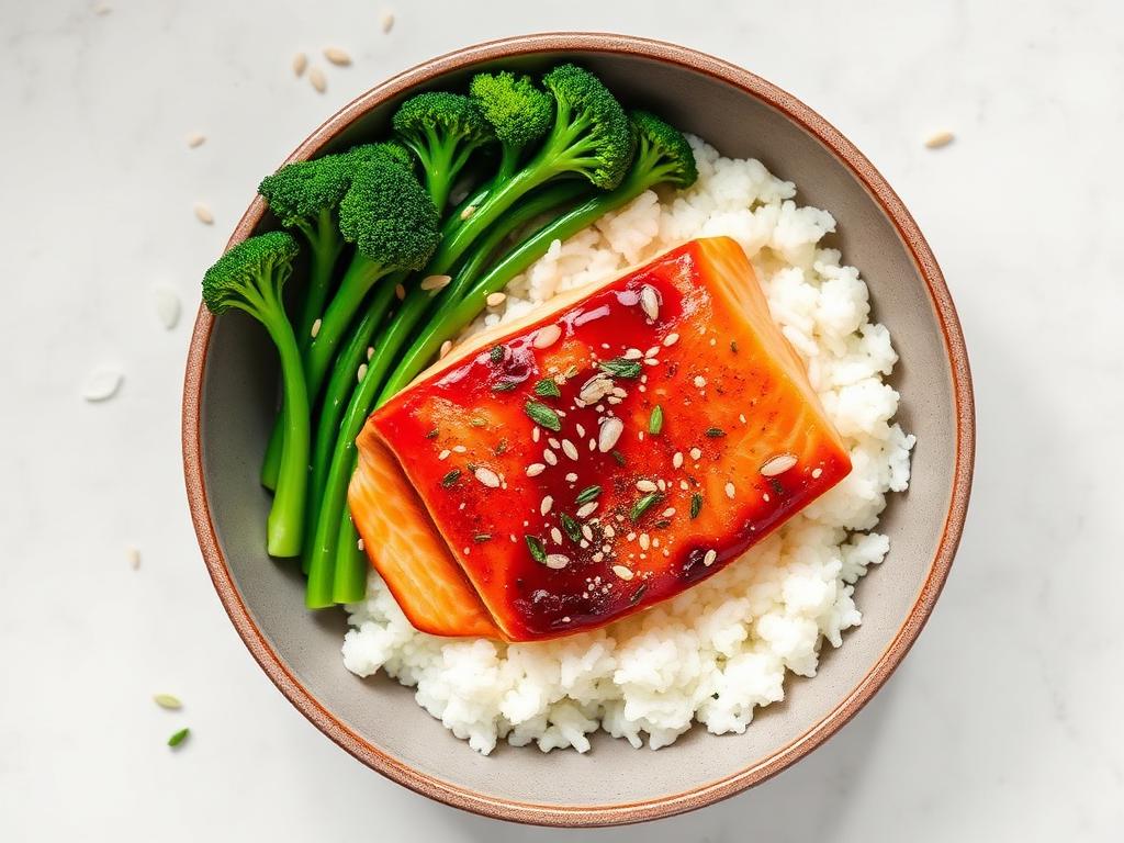 Teriyaki salmon rice bowl